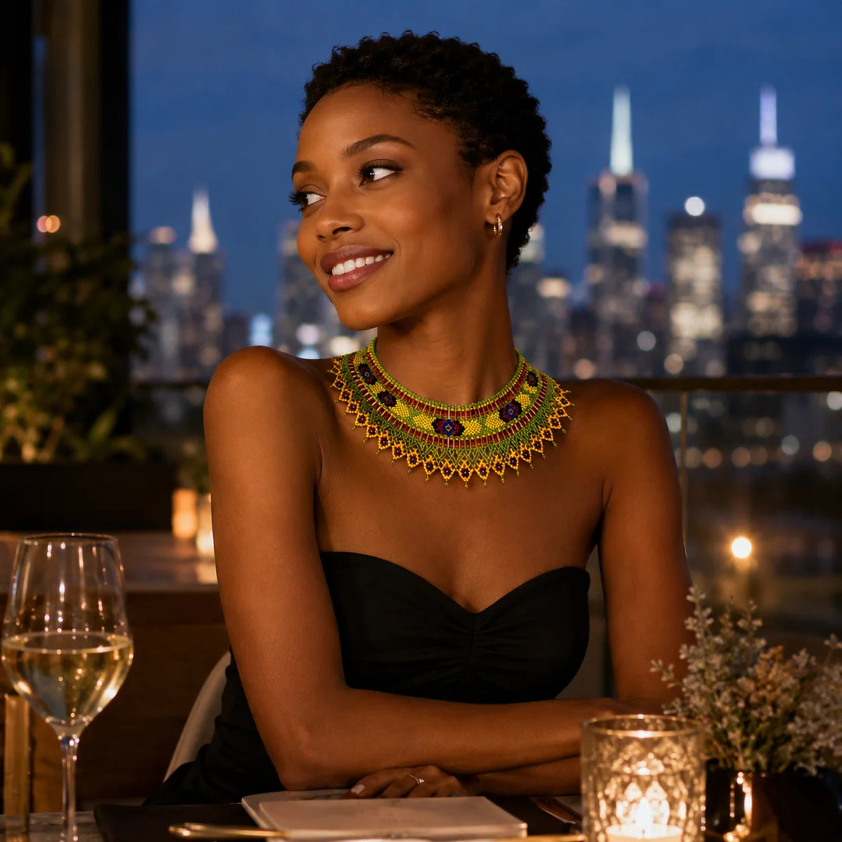 Beaded statement necklace lifestyle image