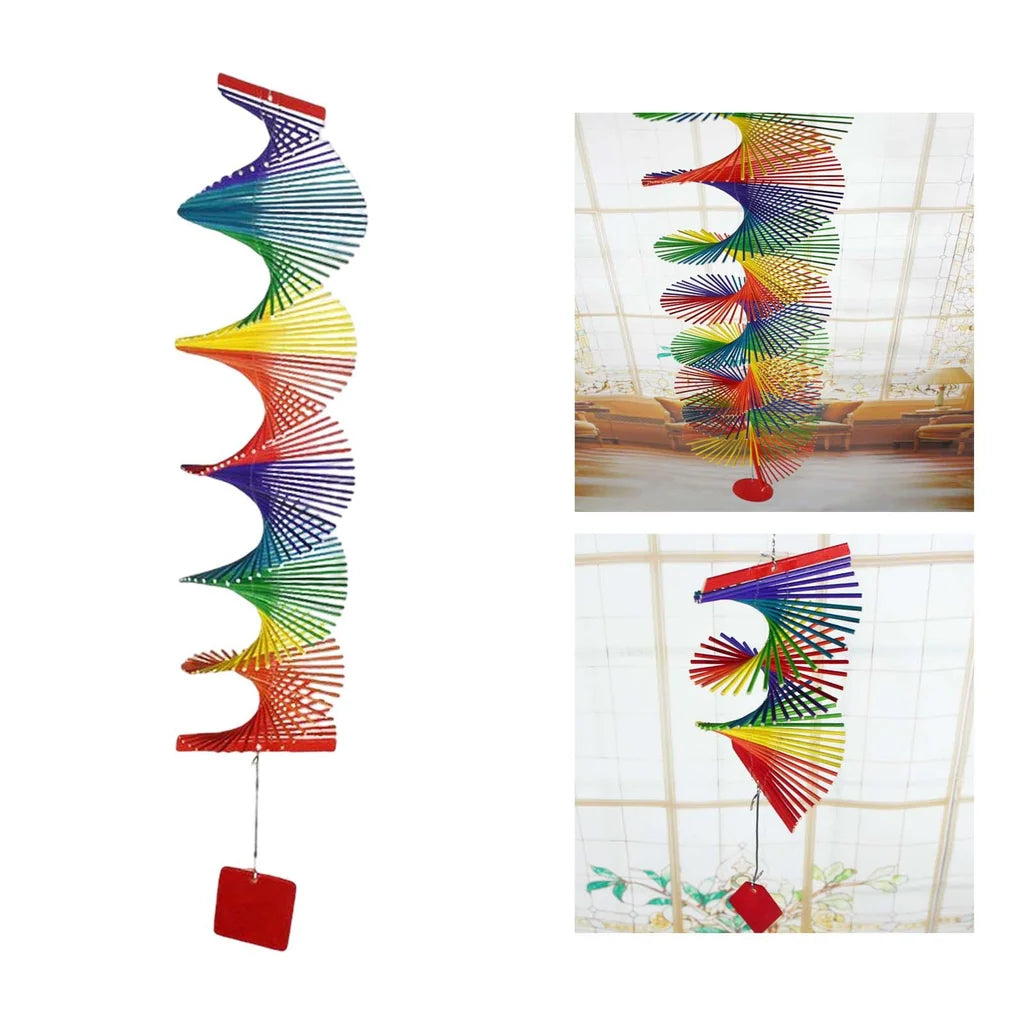 MakeEyes Rainbow Spiral Wind Spinner – Colorful Wooden Hanging Decor for Porch, Window & Garden