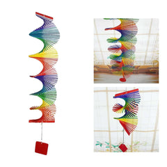MakeEyes Rainbow Spiral Wind Spinner – Colorful Wooden Hanging Decor for Porch, Window & Garden