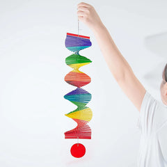 MakeEyes Rainbow Spiral Wind Spinner – Colorful Wooden Hanging Decor for Porch, Window & Garden