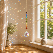 MakeEyes™ Crystal Rainbow Suncatcher – Hanging Prism Window Decor with Crystal Beads