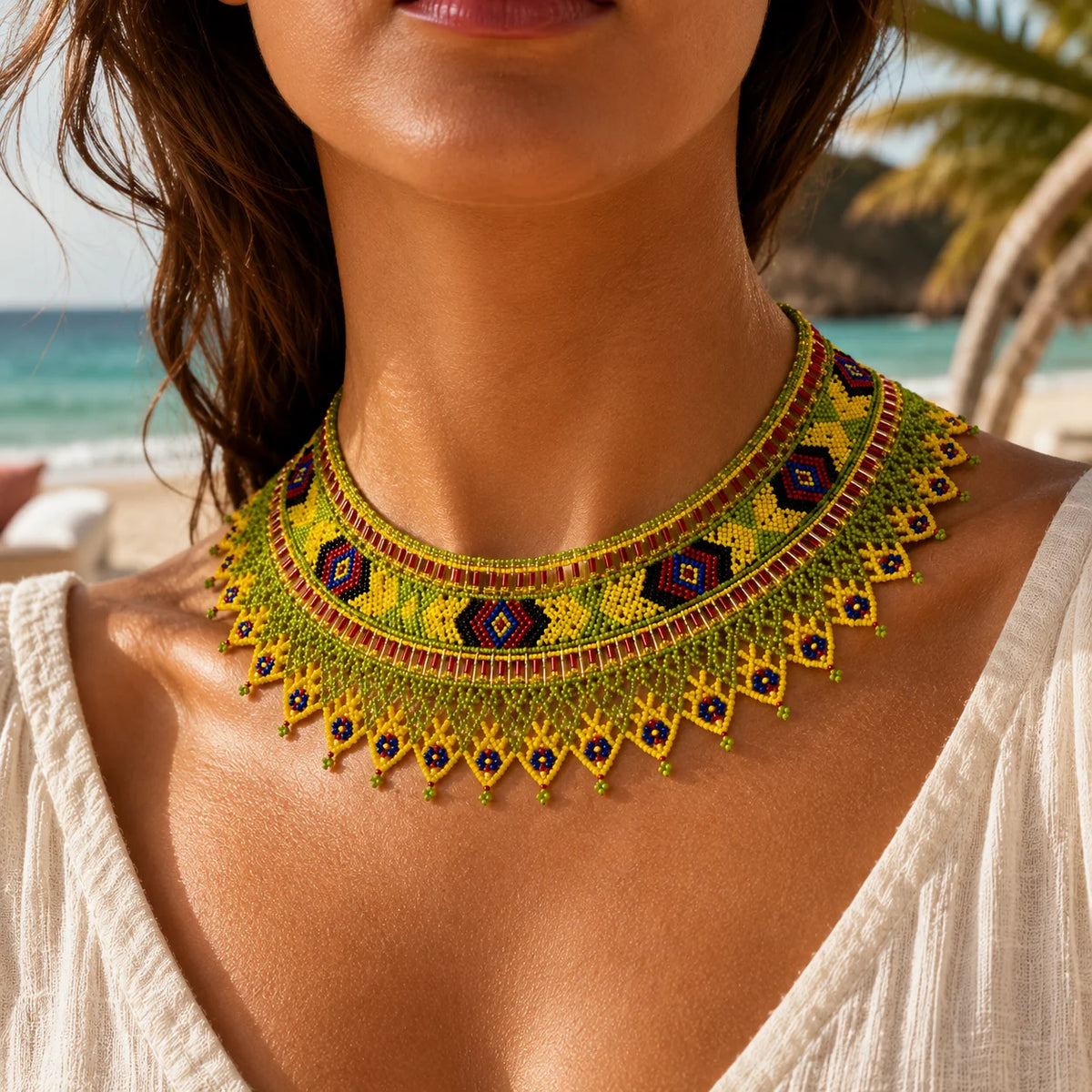 Beaded statement necklace lifestyle image