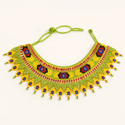 MakeEyes™ Handmade Beaded Statement Choker Necklace – Colorful Artisan Seed Bead Collar for Women