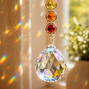 MakeEyes™ Crystal Rainbow Suncatcher – Hanging Prism Window Decor with Crystal Beads