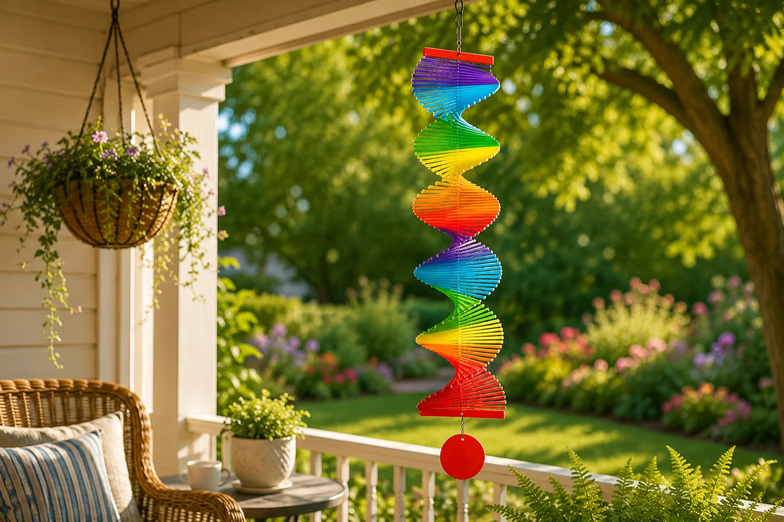 Bohemian rainbow macramé wall hanging handcrafted from cotton cord for home décor