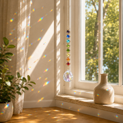 MakeEyes™ Crystal Rainbow Suncatcher – Hanging Prism Window Decor with Crystal Beads