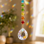 MakeEyes™ Crystal Rainbow Suncatcher – Hanging Prism Window Decor with Crystal Beads