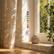 MakeEyes™ Crystal Rainbow Suncatcher – Hanging Prism Window Decor with Crystal Beads