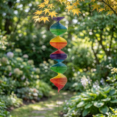 MakeEyes Rainbow Spiral Wind Spinner – Colorful Wooden Hanging Decor for Porch, Window & Garden