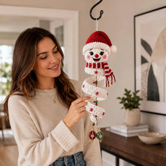 Crochet Snowman Spiral Ornament PDF Pattern – DIY Christmas Hanging Decoration Tutorial