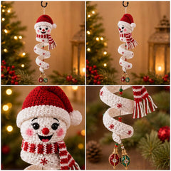 Crochet Snowman Spiral Ornament PDF Pattern – DIY Christmas Hanging Decoration Tutorial