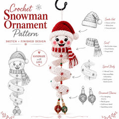 Crochet Snowman Spiral Ornament PDF Pattern – DIY Christmas Hanging Decoration Tutorial