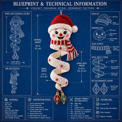 Crochet Snowman Spiral Ornament PDF Pattern – DIY Christmas Hanging Decoration Tutorial