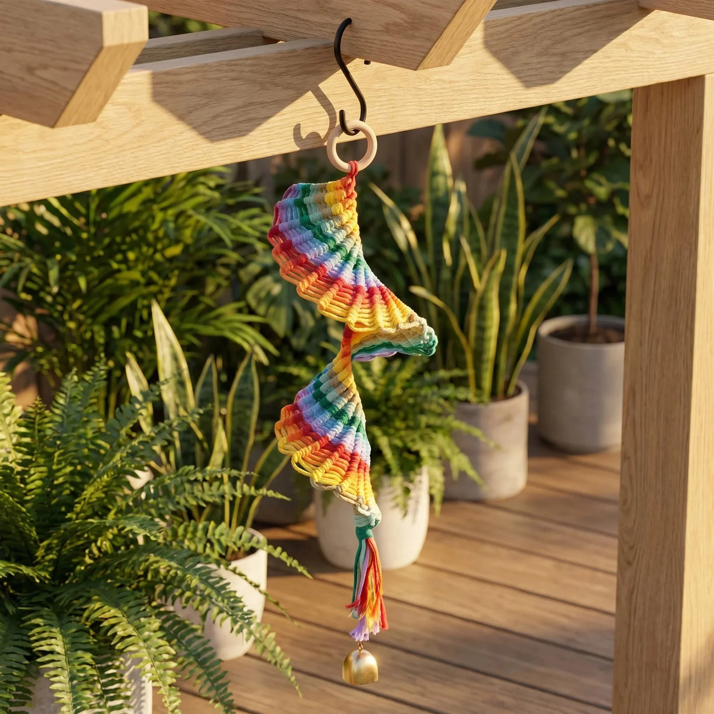 Finished Rainbow Spiral crochet decoration